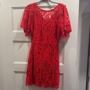 Elegant Red Lace Dress